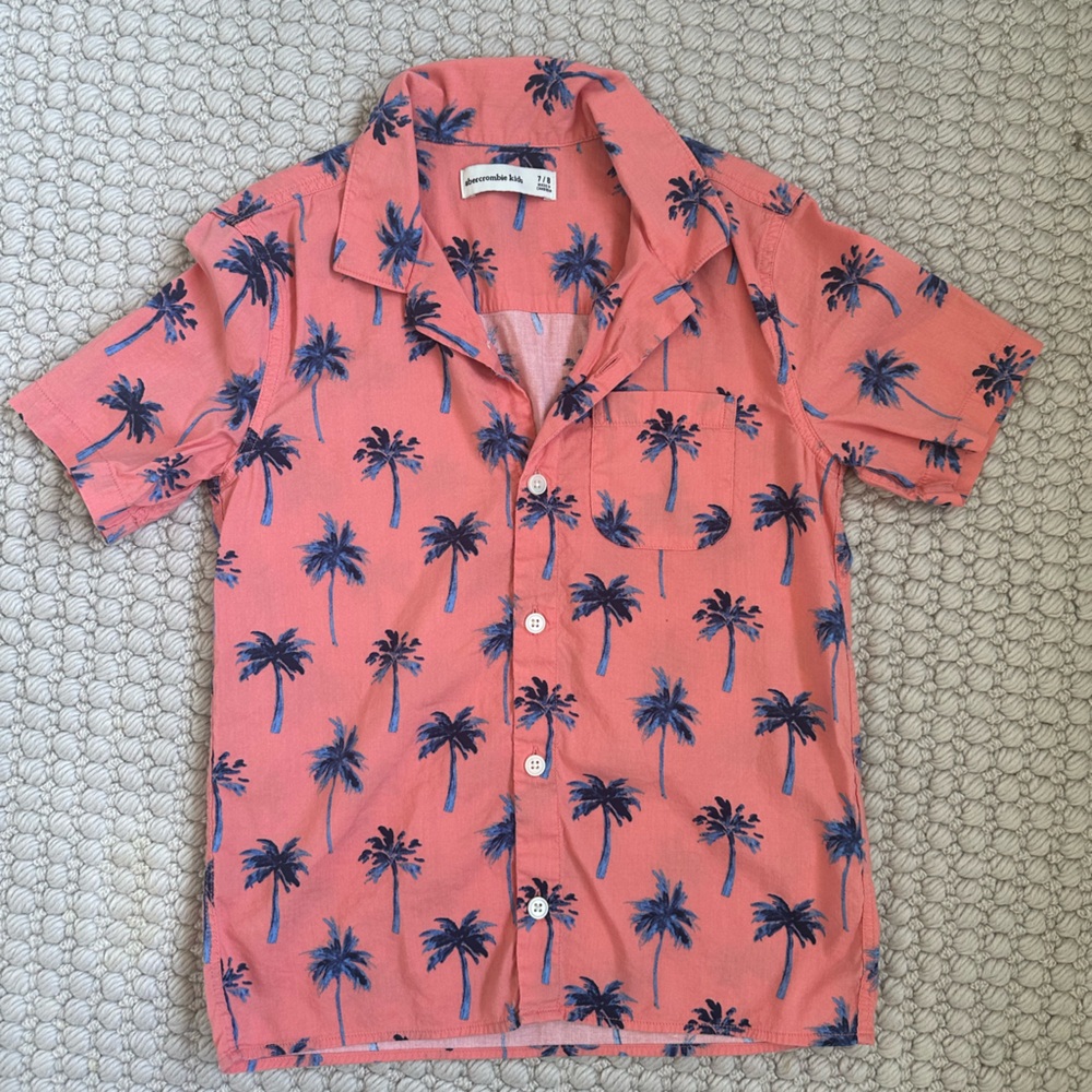 A&F boys 7/8 short sleeve linen blend shirt